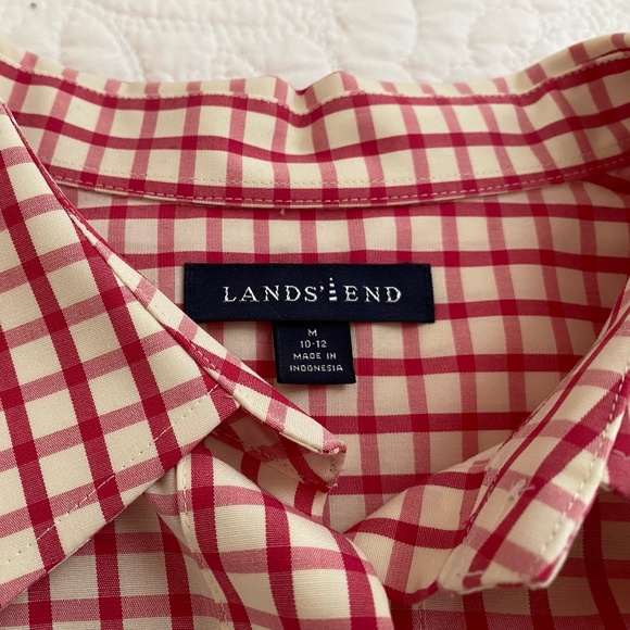 Lands End Red and White Check Tunic, Size Medium - Picture 3 of 3